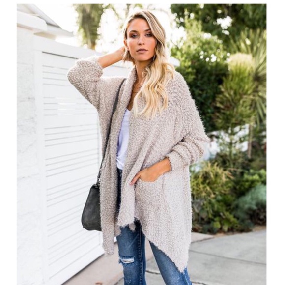 HOLLIE-Eyelash Knit Flyaway Open Front Cardigan - Picture 2 of 3